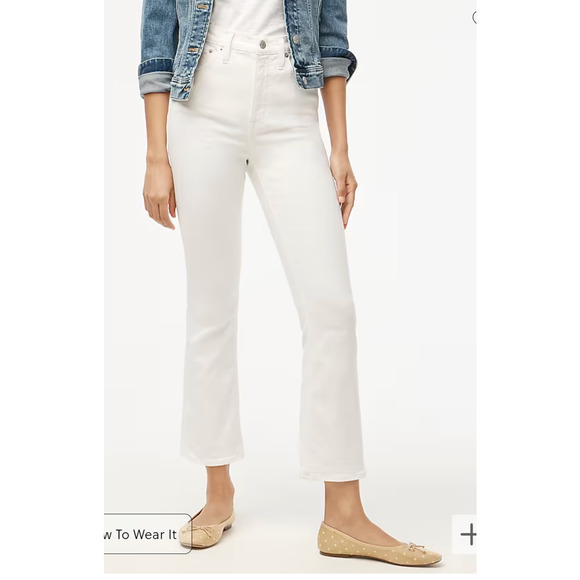 J. Crew Factory Denim - J. Crew Factory High Rise Flare Crop White Denim Jeans